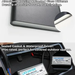 Applique LED 12W SAFATA IP54 pour extérieurintérieur design rectangulaire en aluminium noir éclairage haut et bas 4000K