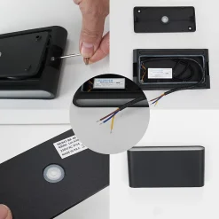 Applique LED 12W SAFATA IP54 pour extérieurintérieur design rectangulaire en aluminium noir éclairage haut et bas 4000K