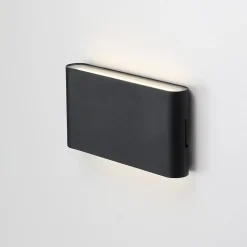 Applique LED 12W SAFATA IP54 pour extérieurintérieur design rectangulaire en aluminium noir éclairage haut et bas 4000K