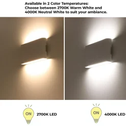 Applique LED 12W SAFATA IP54 pour extérieurintérieur design rectangulaire en aluminium blanc éclairage haut et bas 4000K