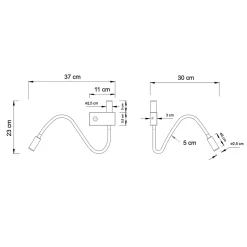 Applique liseuse double lumière épurée noire - Nanda