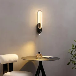 Applique liseuse LED intégrée finition noire double interrupteur - Jena