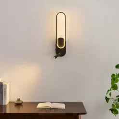 Applique liseuse LED intégrée finition noire double interrupteur - Jena