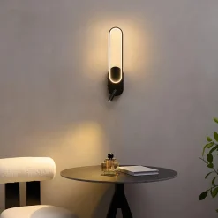 Applique liseuse LED intégrée finition noire double interrupteur - Jena