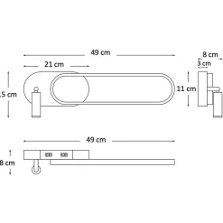 Applique liseuse LED intégrée finition noire double interrupteur - Jena