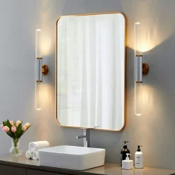 Applique longiligne argent et or double éclairage - Hita