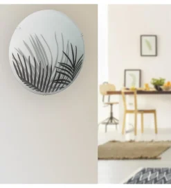 Applique luminaire plafonnier ou mural ronde en verre avec motifs design