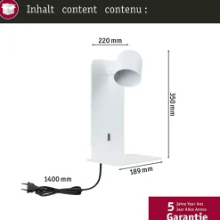 Applique Malena USB C GU10 230V max. 5W Blanc dépoli