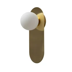 Applique minimaliste dorée satin et verre blanc - Mattina