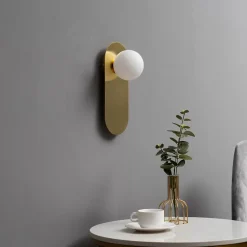 Applique minimaliste dorée satin et verre blanc - Mattina