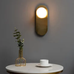 Applique minimaliste dorée satin et verre blanc - Mattina