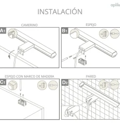 Applique miroir de salle de bain LED à crochets multiples - Lumière blanche neutre dimmable (4000K) - 11.6 x 3 x 80 cm - Sky Model