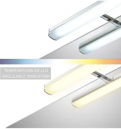 Applique miroir de salle de bain LED à crochets multiples - Dimmable de 3000K à 5700K - 80cm - Modèle Lyra