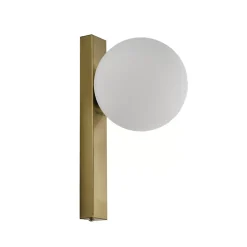 Applique moderne boule en verre et socle fin laiton - Noava