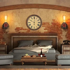 Applique Mural Industriel Robinet Style Steampunk avec Tuyau E27 Finition Dorée Rustique Lumière Rétro pour Chambre et S