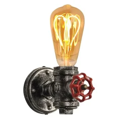 Applique Mural Industriel Robinet Style Steampunk avec Tuyau E27 Finition Dorée Rustique Lumière Rétro pour Chambre et S