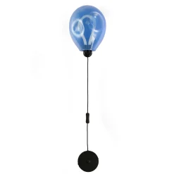 Applique mural LED poli en forme de ballon verre bleu froissé lumière chaude 8W avec interrupteur intégré dans le câble