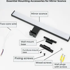 Applique Mural LED Slim pour Salle de Bain et Miroir en Aluminium8W40cmIP44 Lumière Blanche Neutre 4000K Noir