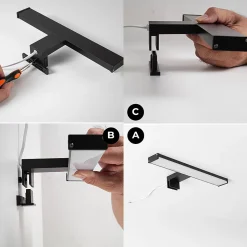 Applique mural LED 8W 30 cm IP44 pour salle de bain miroir et meuble slim en aluminium noir mat avec lumière blanche neu