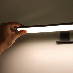 Applique mural LED 12W 50 cm IP44 pour salle de bain miroir et meubleslim en aluminium noir mat avec lumière blanche neu