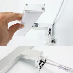 Applique mural LED 12W 50 cm IP44 pour salle de bain miroir et meuble slim en aluminium chromé avec lumière blanche neut