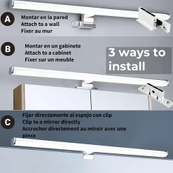 Applique mural LED 12W 50 cm IP44 pour salle de bain miroir et meuble slim en aluminium chromé avec lumière blanche neut