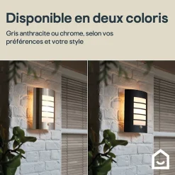 Applique murale à détection Grandy E27 40W IP44 GoodHome gris anthracite