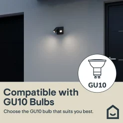 Applique murale 2 têtes Tongoa GU10 25W IP44 Goodhome gris