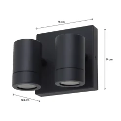 Applique murale 2 têtes Tongoa GU10 25W IP44 Goodhome gris