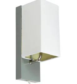 Applique murale abat jour tissu blanc socle metal Gris Lampe 1 spot lumière LED