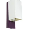 Applique murale abat jour tissu blanc socle metal Violet Lampe 1 spot lumière LED