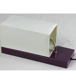 Applique murale abat jour tissu blanc socle metal Violet Lampe 1 spot lumière LED