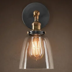Applique Murale Abat-Jour En Verre, Vintage Style Industrielle Ampoule E27 Lamp Loft Bar Cuisine