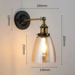 Applique Murale Abat-Jour En Verre, Vintage Style Industrielle Ampoule E27 Lamp Loft Bar Cuisine