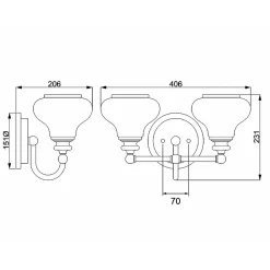 Applique murale Ainsley 2 lumières