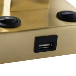 Applique murale Art déco dorée avec USB et abat-jour noir - Brescia