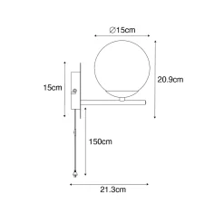 Applique murale Art Déco dorée et verre opale - Flore