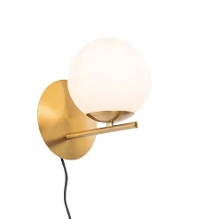 Applique murale Art Déco dorée et verre opale - Flore