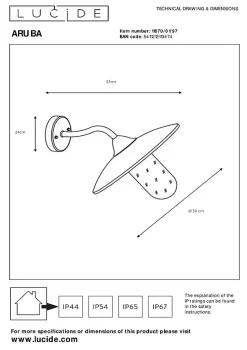 Applique murale ARUBA en métal avec 1xE27 - Rouille - Lucide