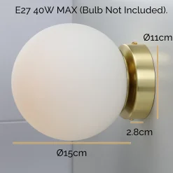 Applique murale au design nordique avec boule de cristal en aluminium doré LUNAR - Douille de lampe E27 G45.