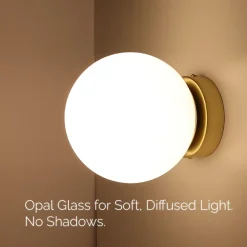 Applique murale au design nordique avec boule de cristal en aluminium doré LUNAR - Douille de lampe E27 G45.