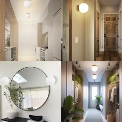 Applique murale au design nordique avec boule de cristal en aluminium doré LUNAR - Douille de lampe E27 G45.