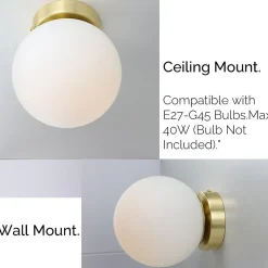 Applique murale au design nordique avec boule de cristal en aluminium doré LUNAR - Douille de lampe E27 G45.