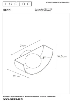 Applique murale BENNI en acier avec 1xG9 - Bleu - Lucide