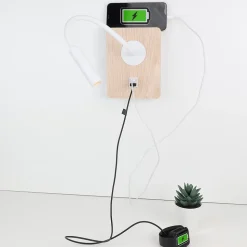 Applique murale blanc et bois avec faisceau de lecture flexible 3W port USB et Type C interrupteur avec puces CREE