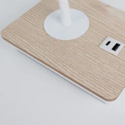 Applique murale blanc et bois avec faisceau de lecture flexible 3W port USB et Type C interrupteur avec puces CREE