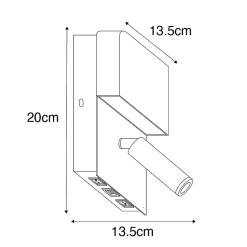 Applique murale blanche avec LED, USB et liseuse avec interrupteur - Robin