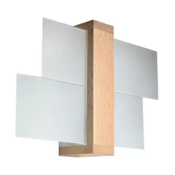 Applique Murale Bois 2 rectangles de Verre pour Ampoule E27 - SILUMEN - Marron