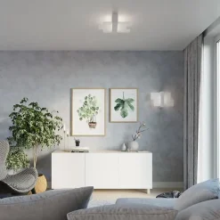 Applique Murale Bois 2 rectangles de Verre pour Ampoule E27 - SILUMEN - Blanc