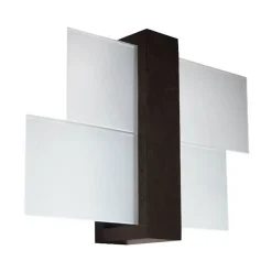 Applique Murale Bois 2 rectangles de Verre pour Ampoule E27 - SILUMEN - Moka